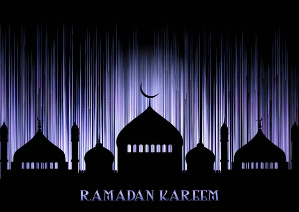 Ramadan Kareem φόντο με σιλουέτες τζαμιού — Διανυσματικό Αρχείο