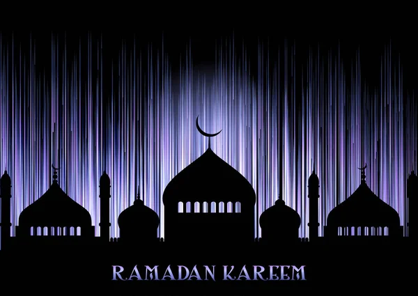 Ramadan Kareem的背景和清真寺的轮廓 — 图库矢量图片