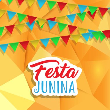 Festa Junina arka plan düşük poli tasarım afiş ile