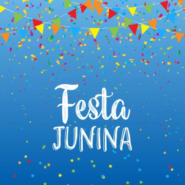Afiş ve konfeti ile Festa Junina arka plan