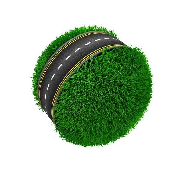 Road around a grassy globe — Stock Photo, Image