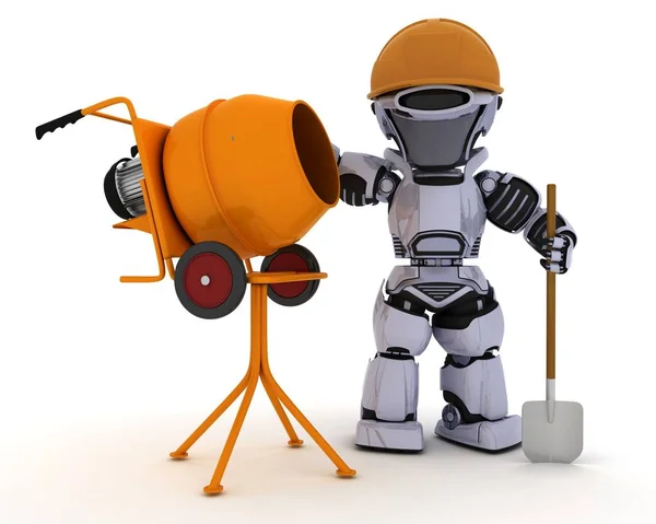 Construtor de robôs com misturador de cimento — Fotografia de Stock