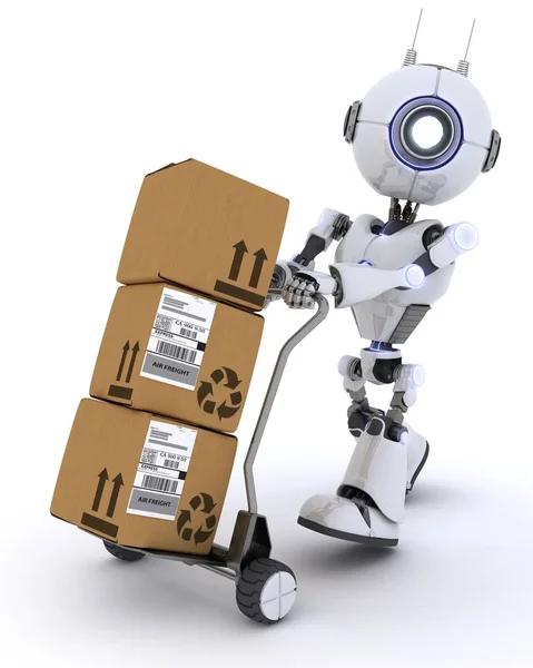 Robot met shipping vakken — Stockfoto