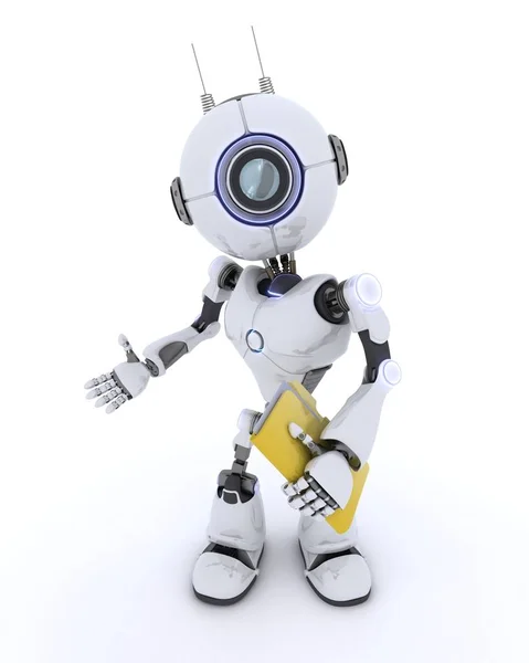Robô com pasta e documentos — Fotografia de Stock