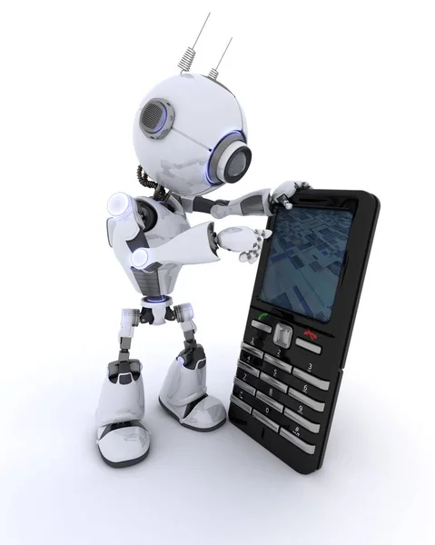 Robot avec téléphone portable — Photo