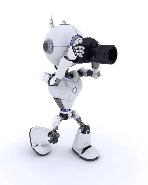 Roboter mit Slr-Kamera — Stockfoto