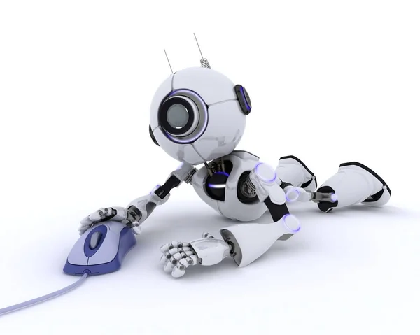 Robot con un mouse del computer — Foto Stock