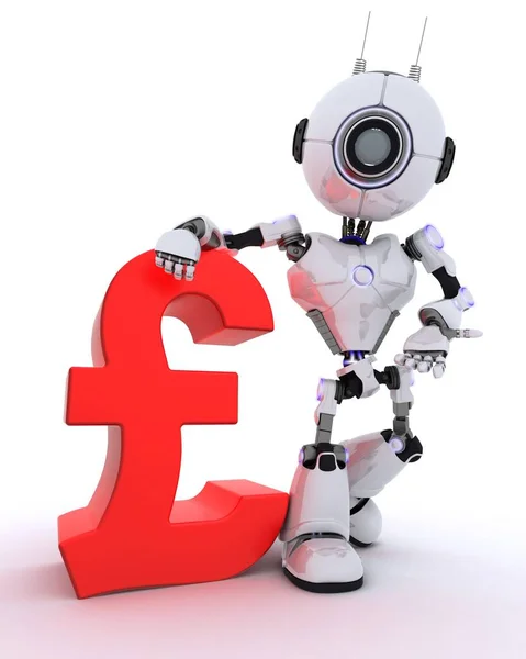 Robot med pund skylt — Stockfoto