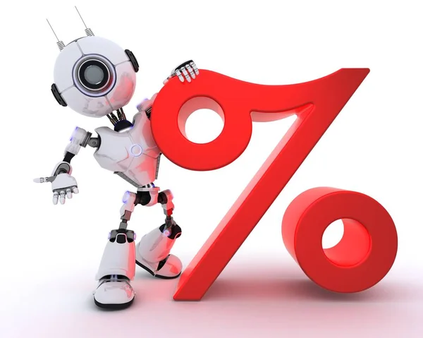 Robot with percentage symbol — Stock Photo, Image