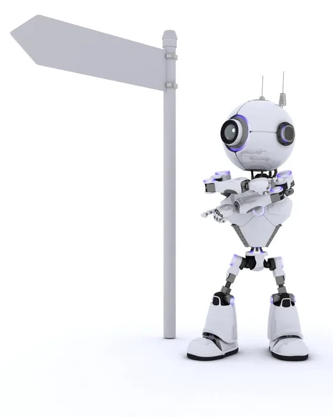 Robot con señal de tráfico — Foto de Stock