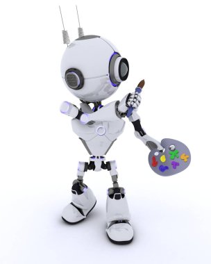 Boya fırçası ve paletli robot