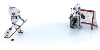 Buz hokeyi oynayan robotlar