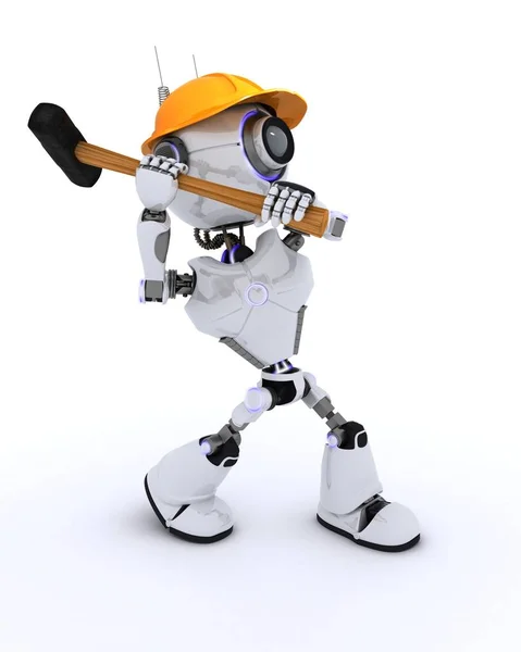 Robot építő egy sledgehammer — Stock Fotó