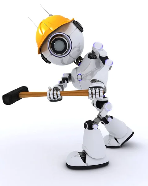 Robot constructor con un martillo — Foto de Stock