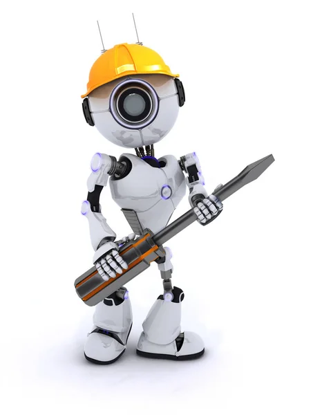 Budowniczy Robot z śrubokręt — Zdjęcie stockowe