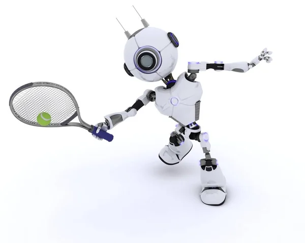 Robot playing tennis — Stock Photo, Image