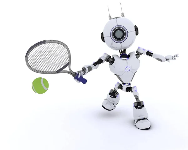 Robot jugando tenis — Foto de Stock