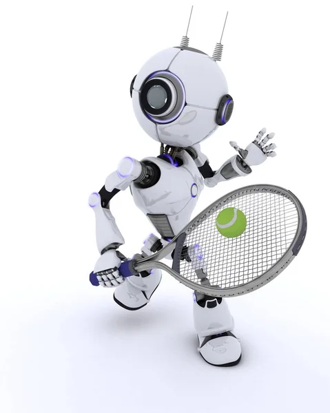 Робот играет в теннис — стоковое фото