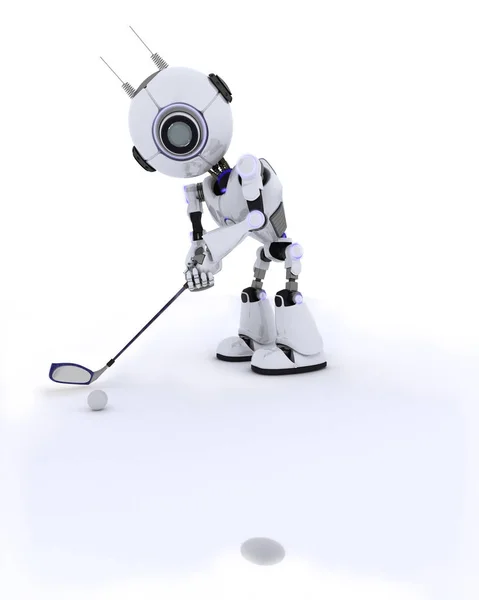 Робот играет в гольф — стоковое фото