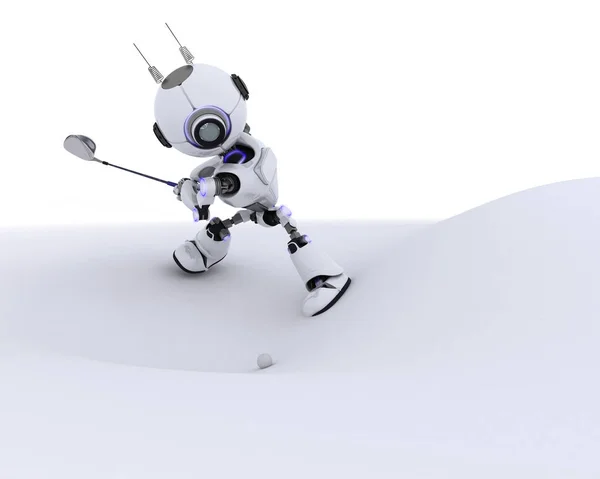 Robot spela golf — Stockfoto