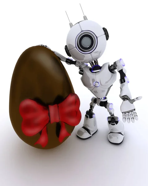 Robot con huevo de Pascua — Foto de Stock