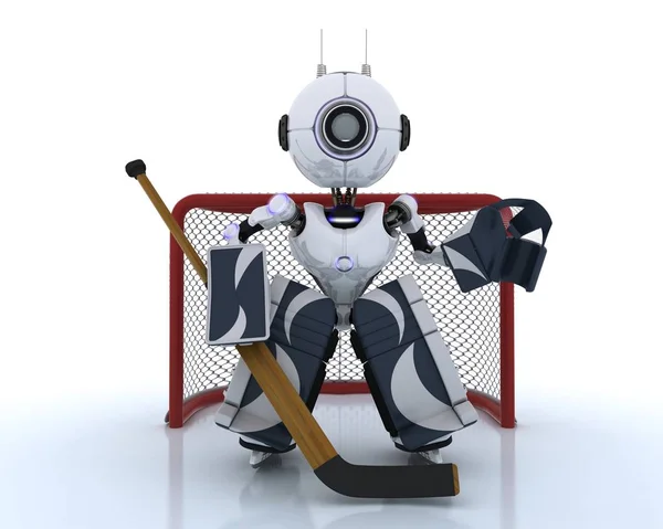 Robot spelen ijshockey — Stockfoto