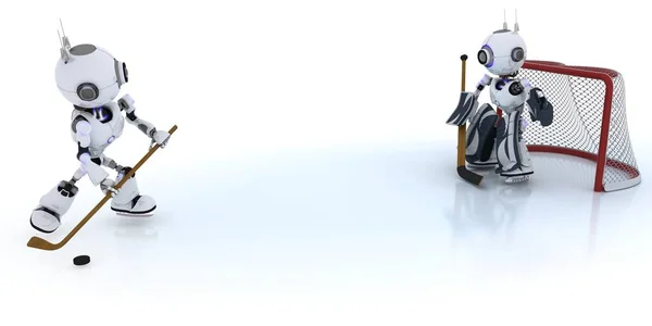 アイスホッケーをするロボット — ストック写真