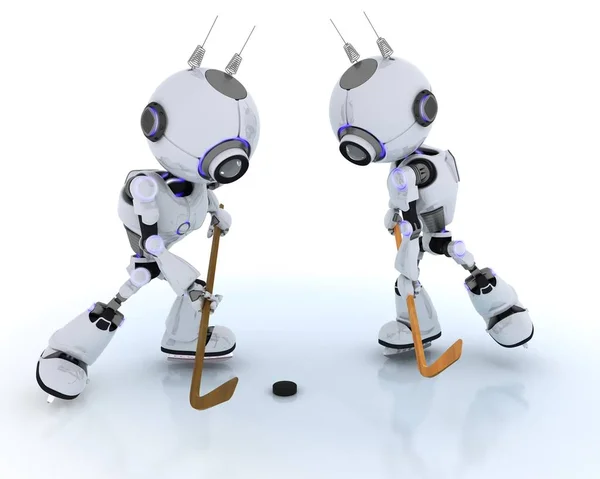 Роботы играют в хоккей — стоковое фото