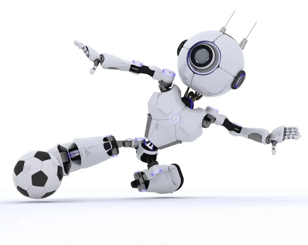 Робот играет в футбол — стоковое фото