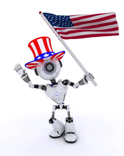Robot celebrating 4th july — Stock Photo, Image