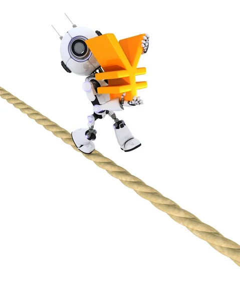 タイトロープの上ロボット — ストック写真