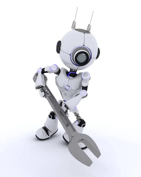 Roboter mit Spannschlüssel — Stockfoto