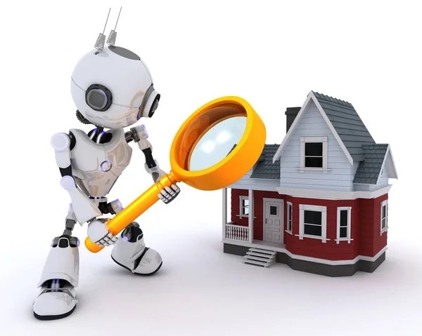 Robot searching for a house — Stock Photo, Image