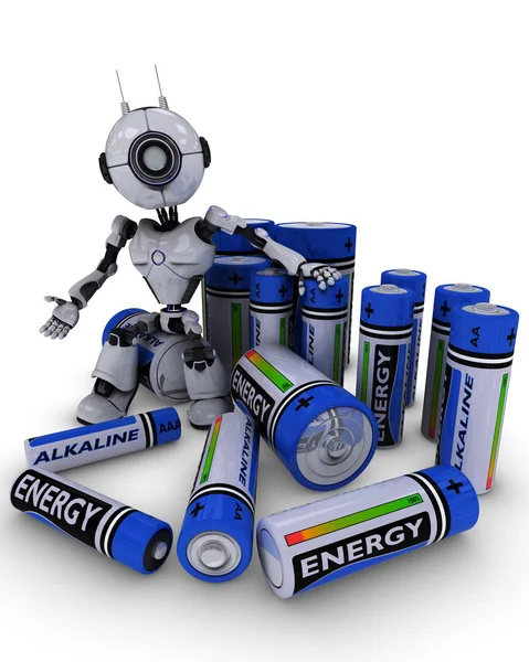 Robot med batterier — Stockfoto