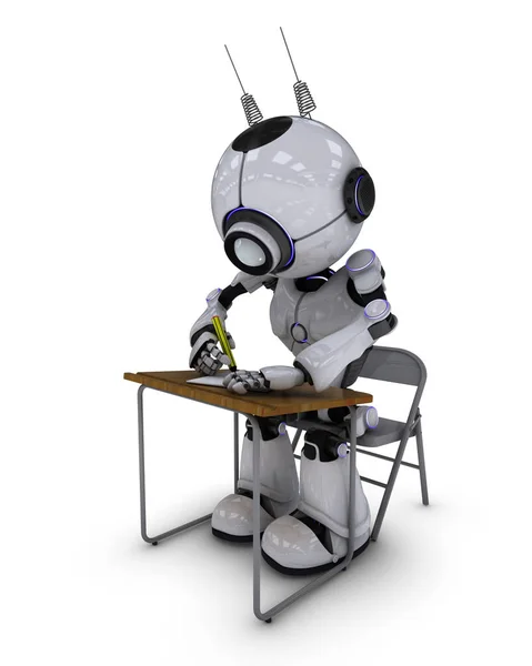 Ρομπότ στο σχολικό γραφείο — Φωτογραφία Αρχείου