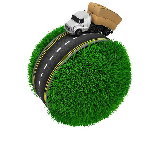 Road around a grassy globe — Stock Photo, Image