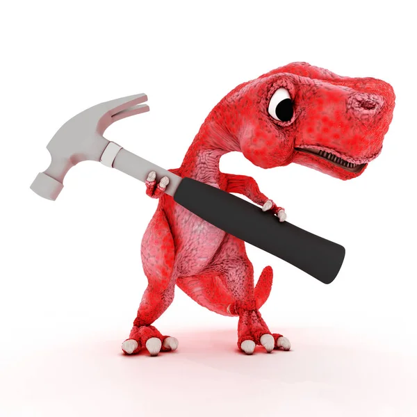 Dinosaurio de dibujos animados amigable con martillo — Foto de Stock