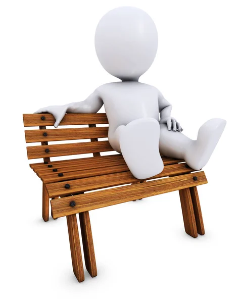 3D Morph człowiek na ławce w parku — Zdjęcie stockowe