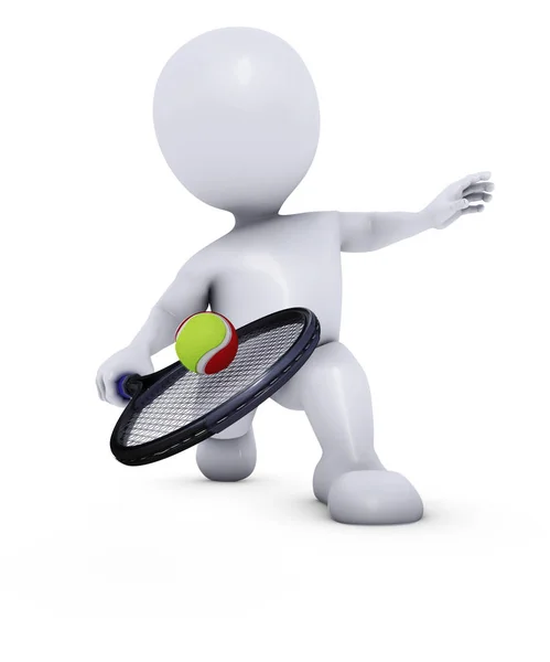 Человек-морф играет в теннис — стоковое фото
