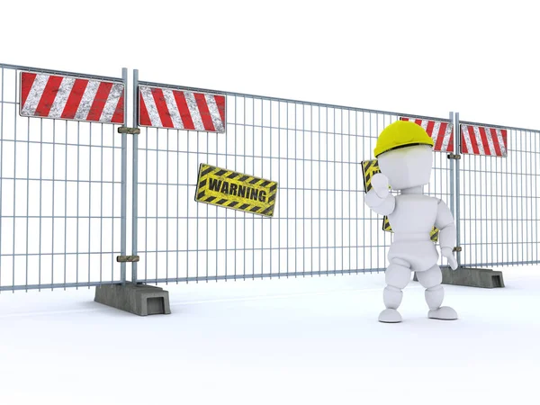 Man with construction barrier fence — Stock Photo, Image