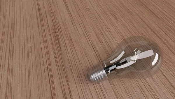 light bulb on wood background