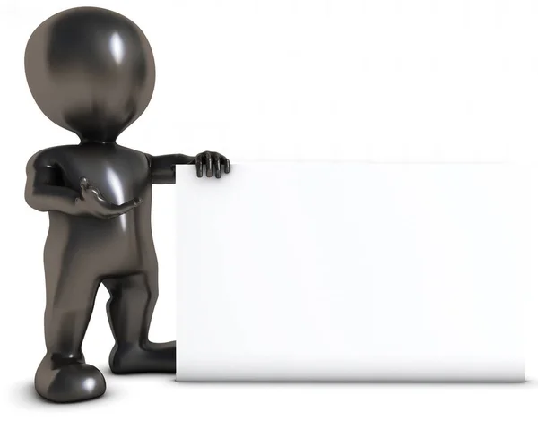 3D Morph Man with blank sign — Stock Photo, Image