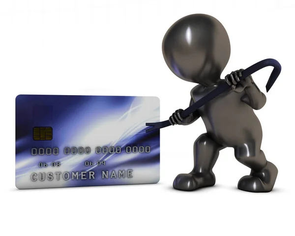 Человек-морф 3D и кража кредитов — стоковое фото