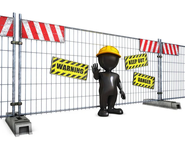 3D Morph uomo alla recinzione di costruzione — Foto Stock