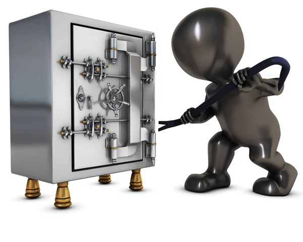 3D Morph Man breaking into a safe — Stock Photo, Image