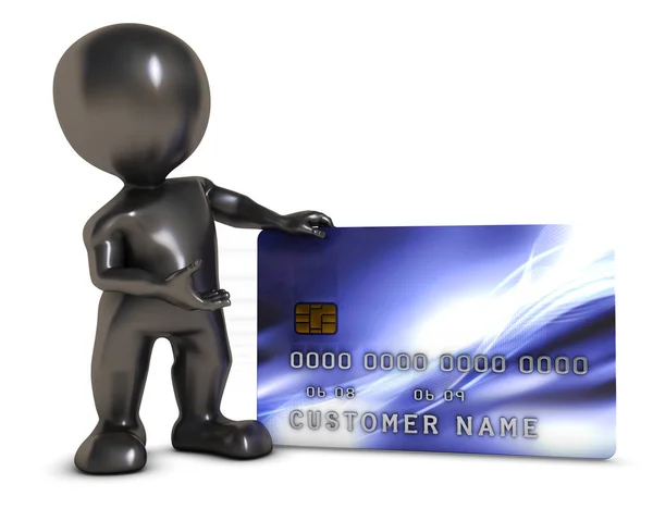 3D Morph Man with credit card — Stock Photo, Image