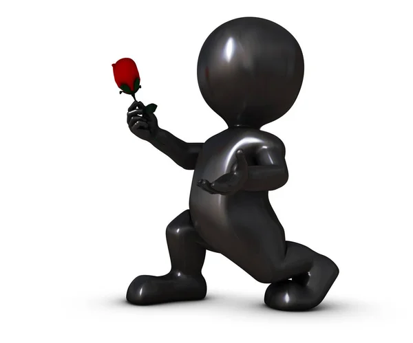 3D Morph Man with Rose — Stock Photo, Image