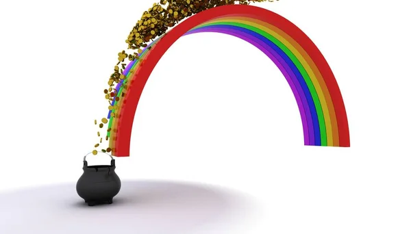 Pote de ouro no final do arco-íris — Fotografia de Stock