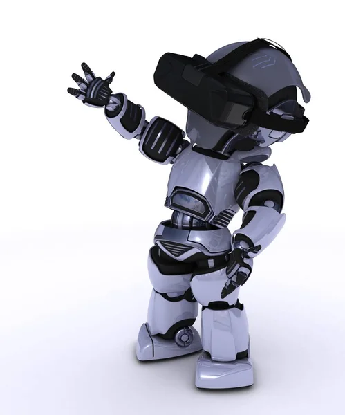 Vrヘッドセット付きロボット — ストック写真