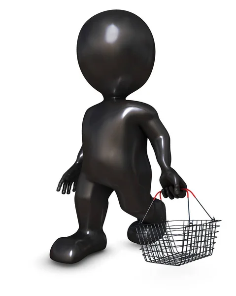 Morph Mann mit Einkaufskorb — Stockfoto